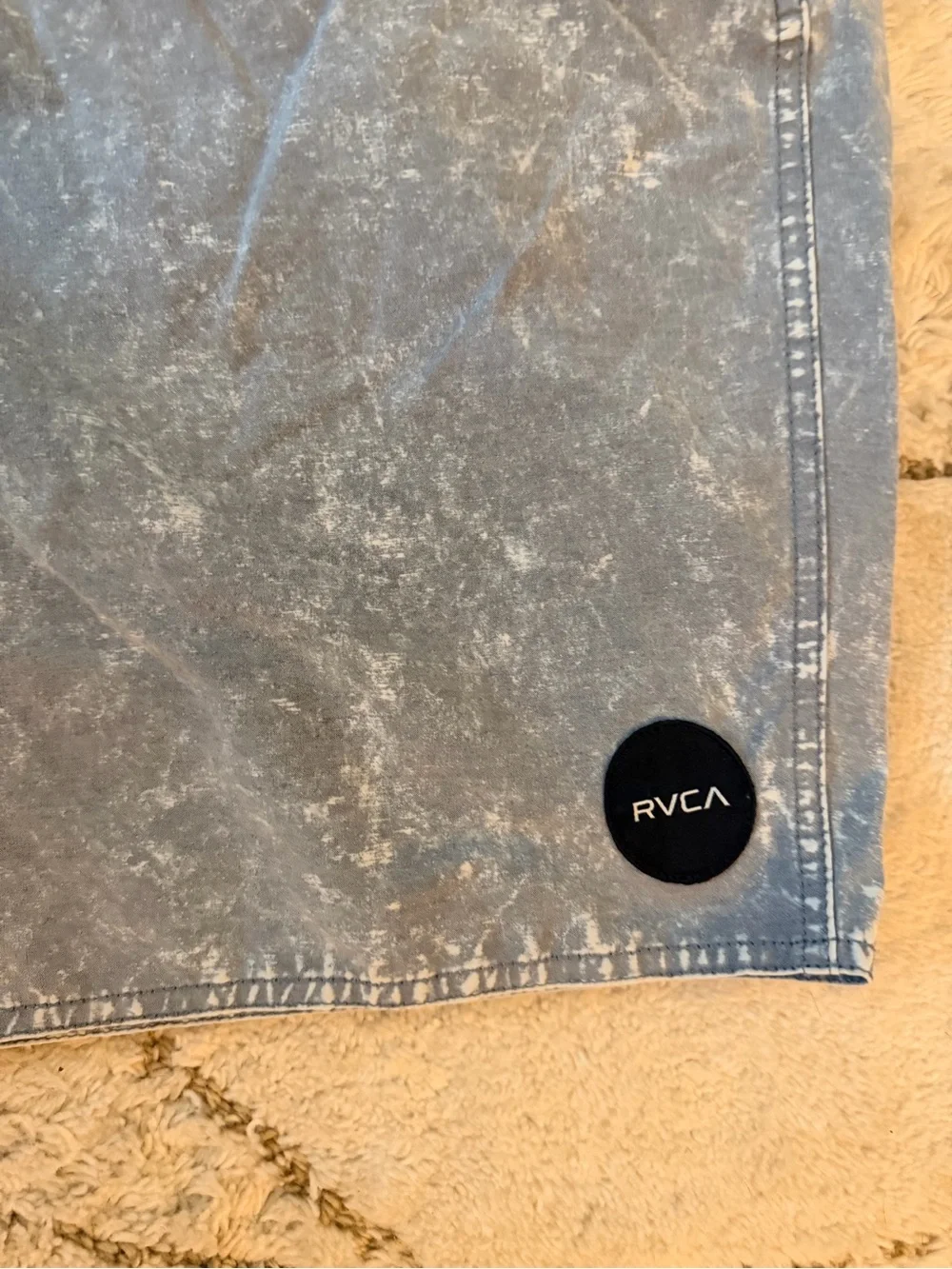 RVCA Men's Washed Gray Swim Board Shorts with Black Waistband